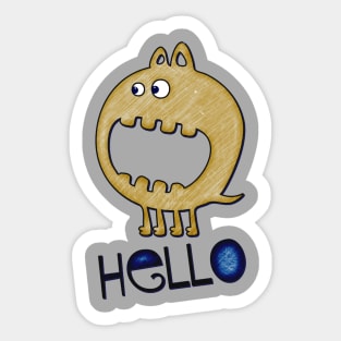 Yellow Scribble Monster Sticker